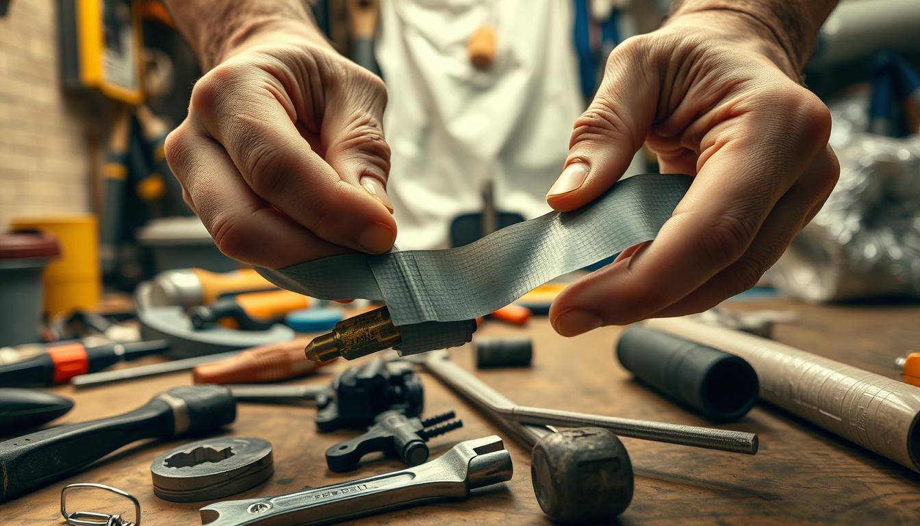 Duct tape tool repair wrapping technique for emergency preparedness