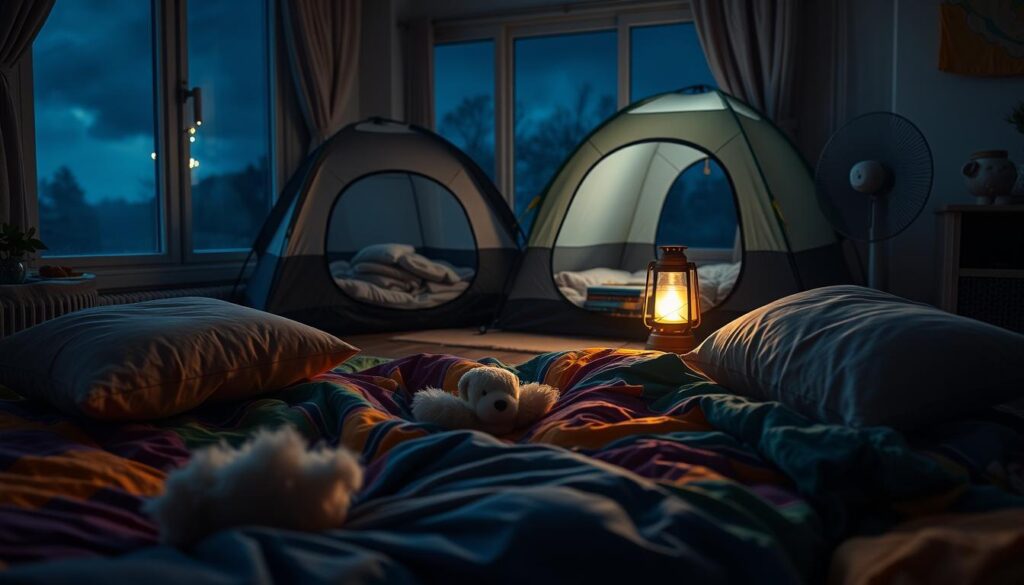 Safe sleeping during power outages with indoor camping setup Safe sleeping during power outages with indoor camping setup