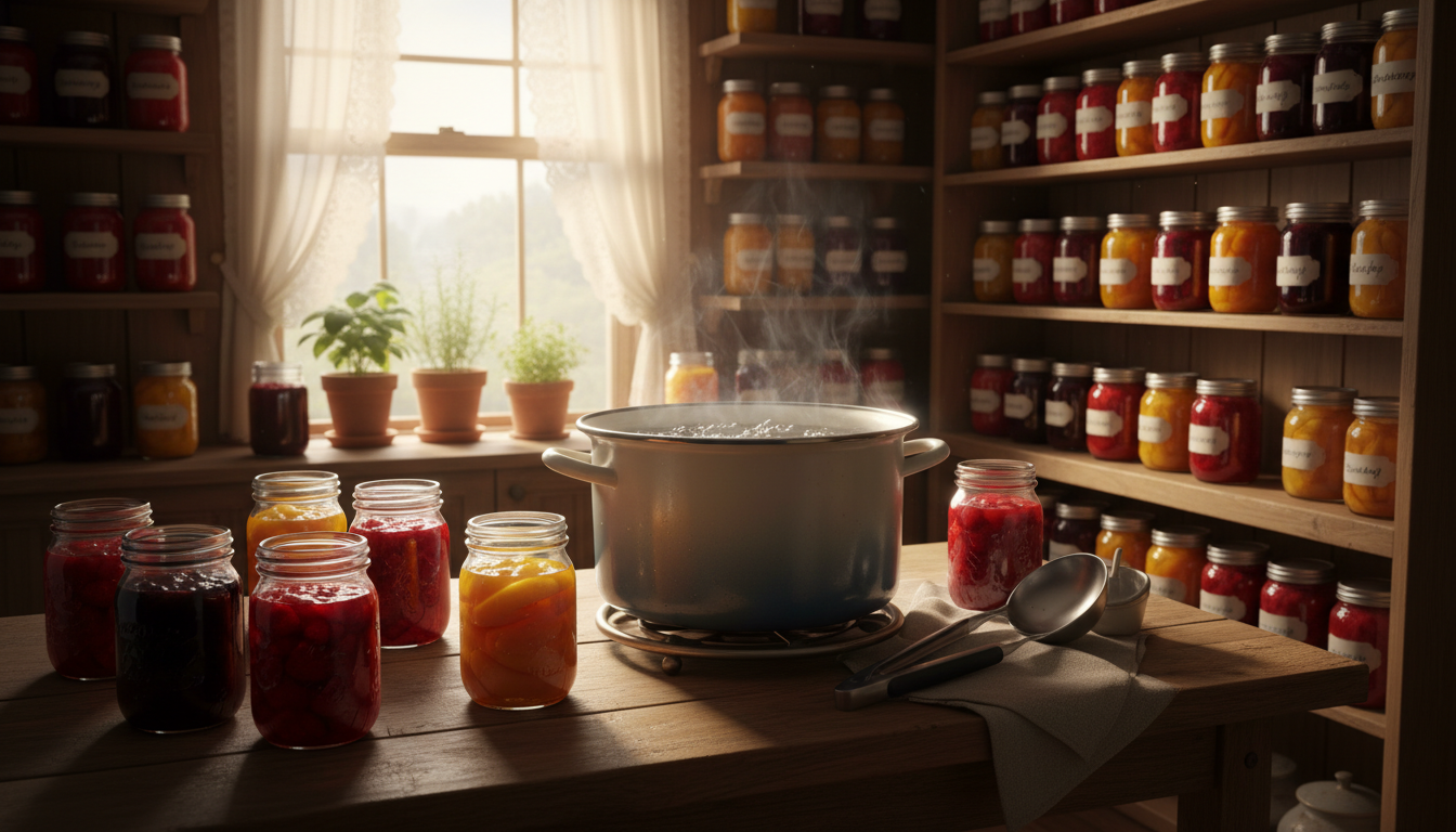 Water bath canning for acidic fruits and jams