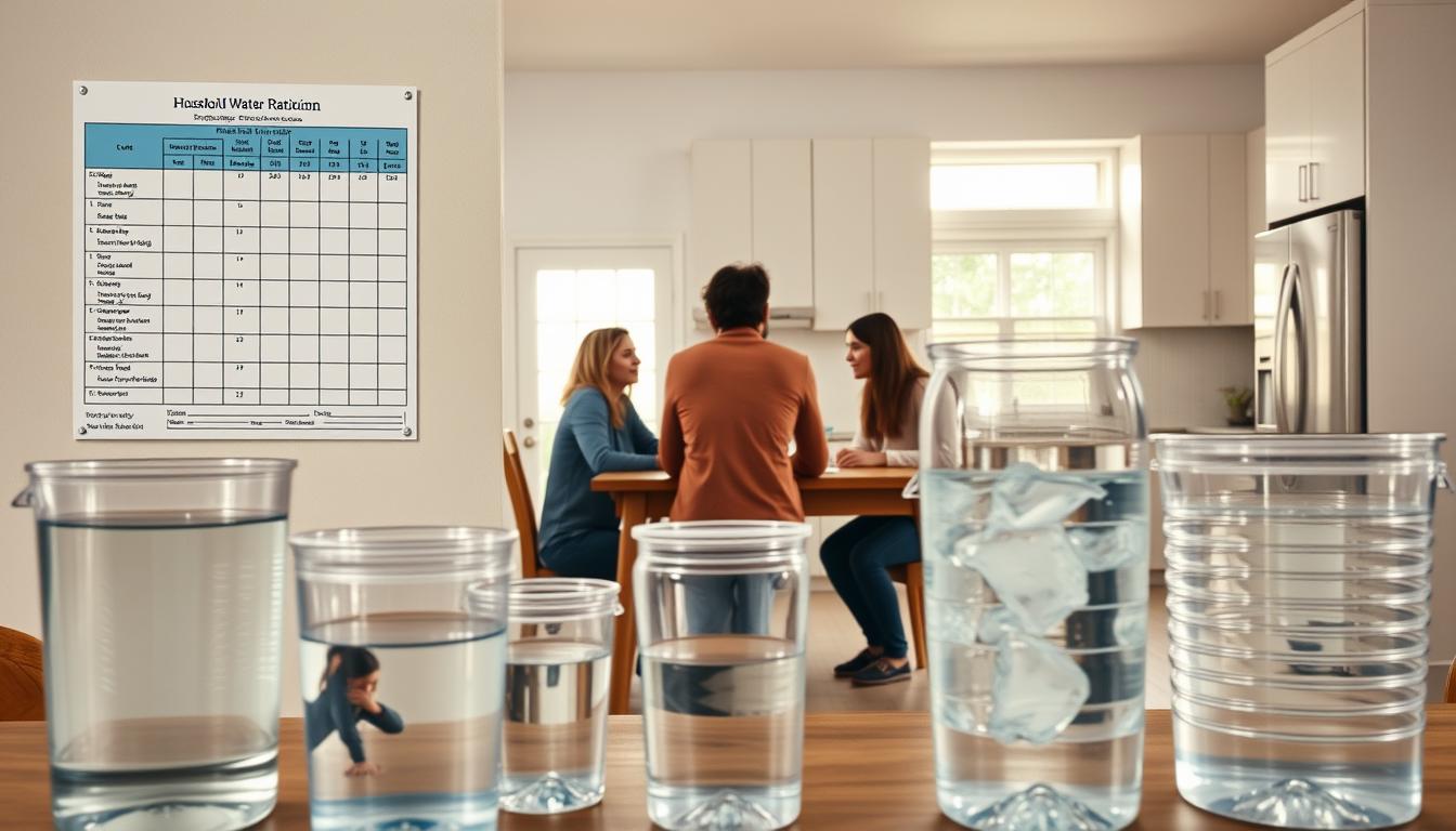 Water rationing during a crisis with household water allocation chart