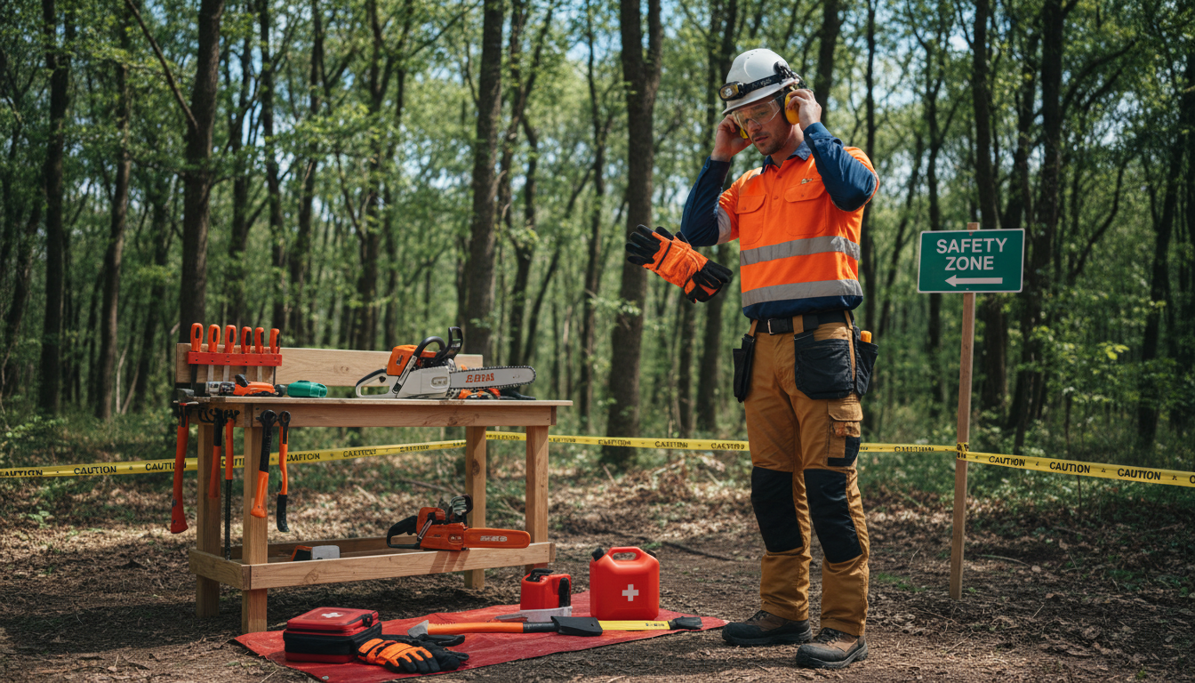 chainsaw safety protocols worker preparing worksite