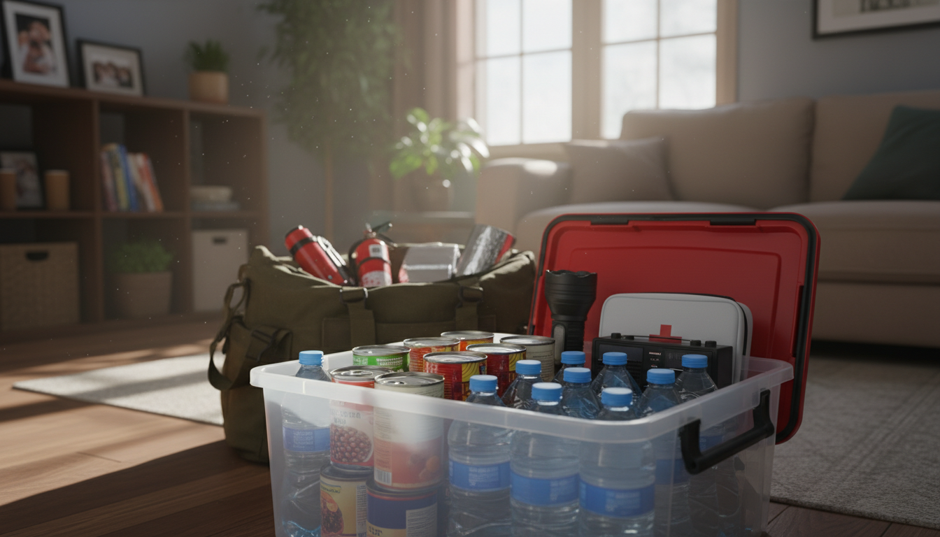 emergency supply kit with hurricane survival essentials