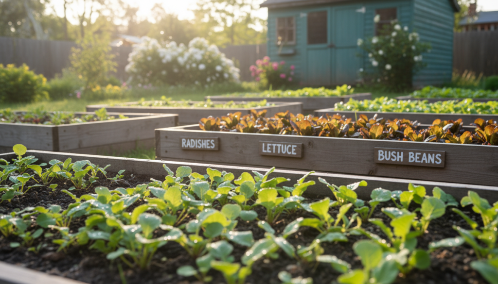 fast-growing emergency crops in garden beds