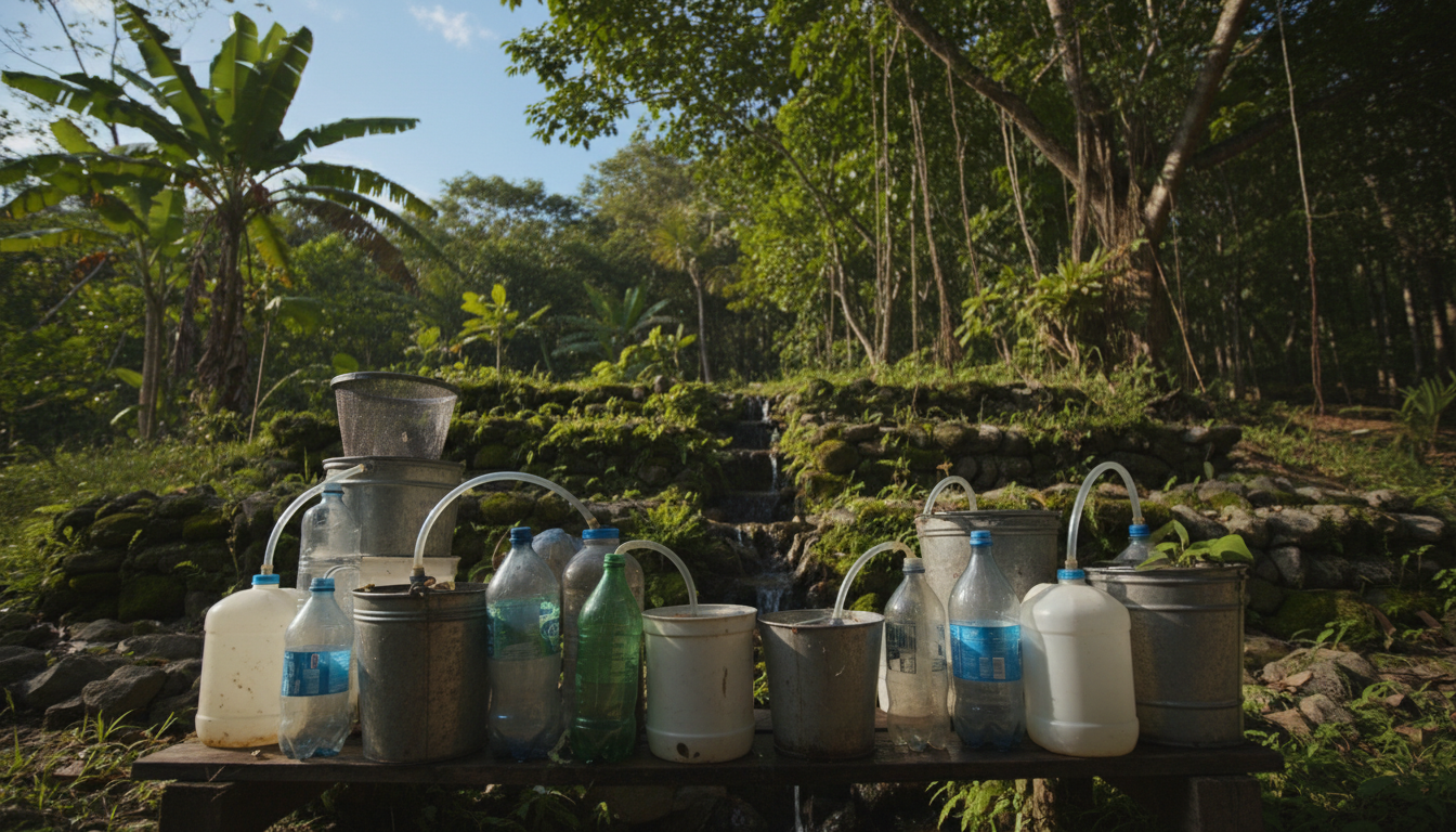 gravity-fed water collection system setup
