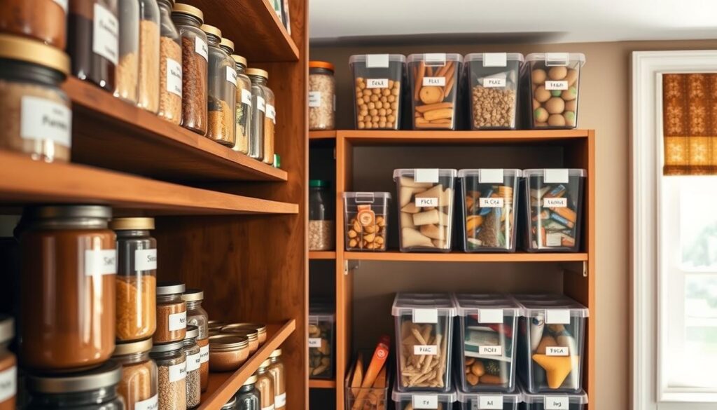 organized pantry shelves with rotation system