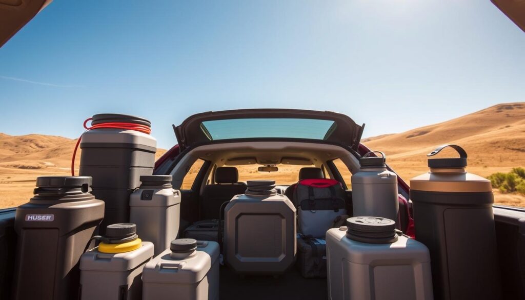 portable water for vehicles storage containers