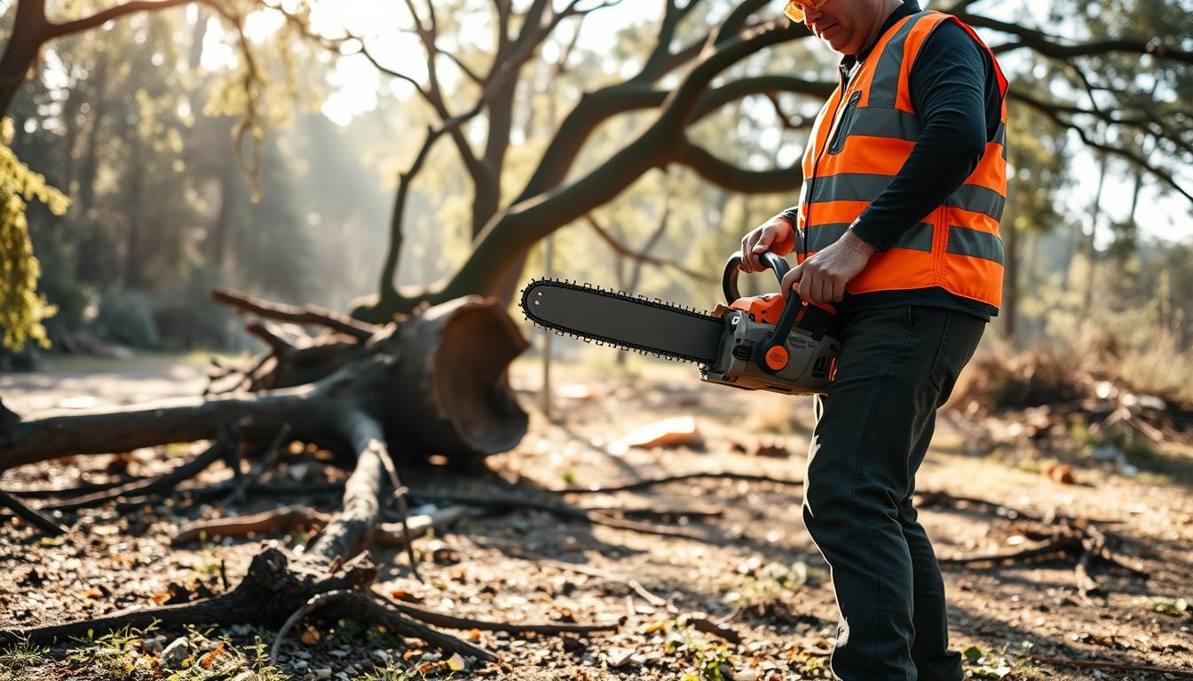 proper chainsaw handling techniques and correct stance positioning