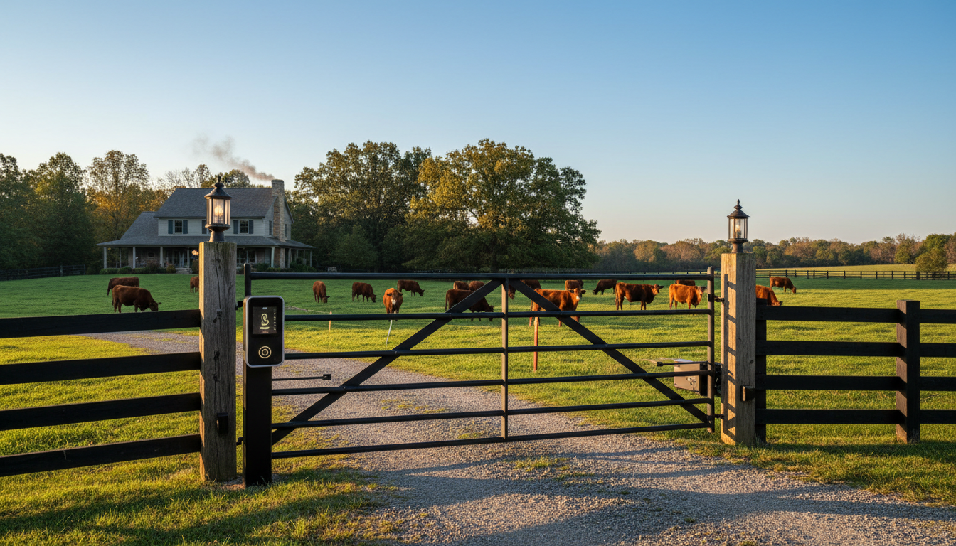 rural access control solutions for farm gates and property lighting