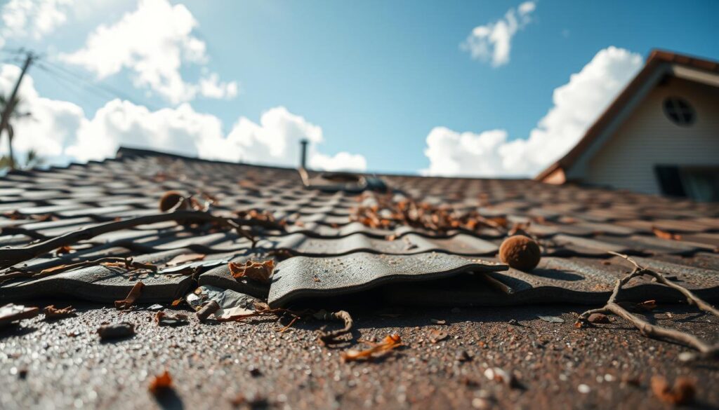 storm debris roof inspection from ground level storm debris roof inspection from ground level