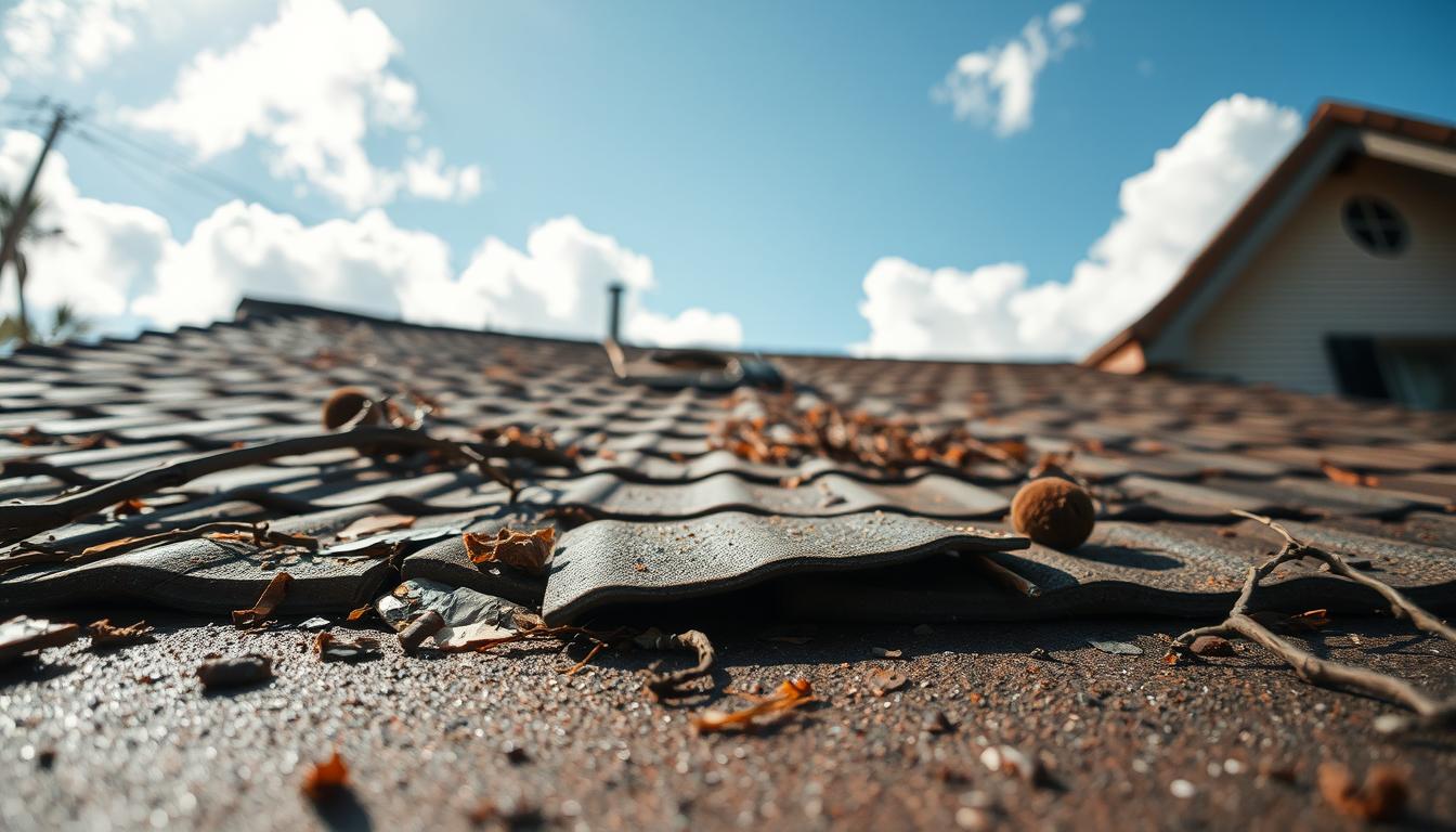 storm debris roof inspection from ground level
