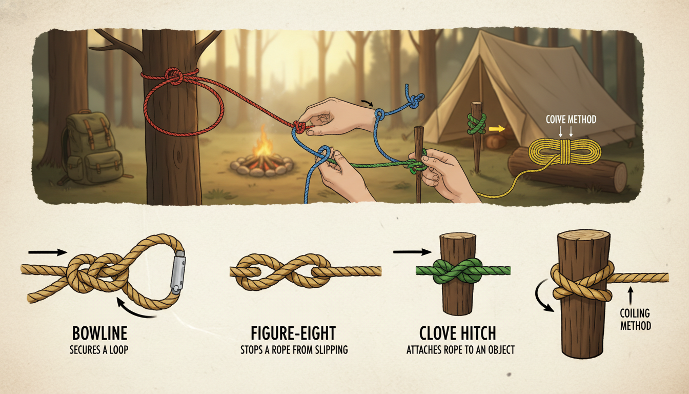 survival rope work basics and knot terminology diagram