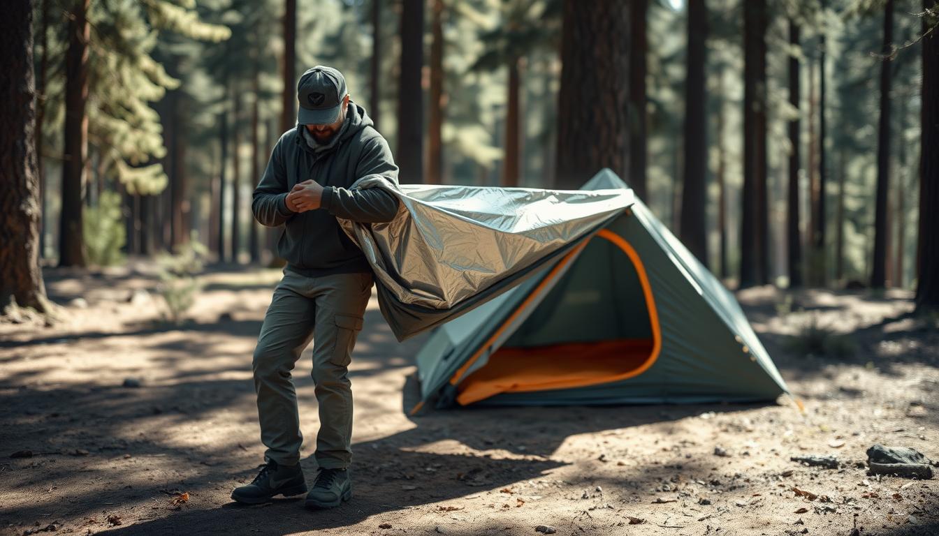 ultralight emergency shelter deployment technique
