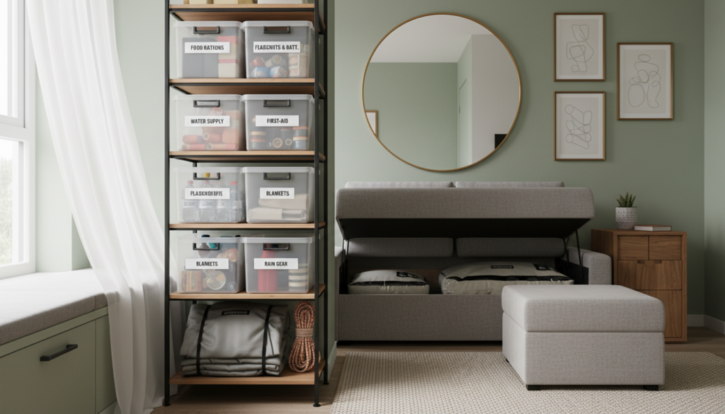 vertical storage solutions for emergency supplies in apartments